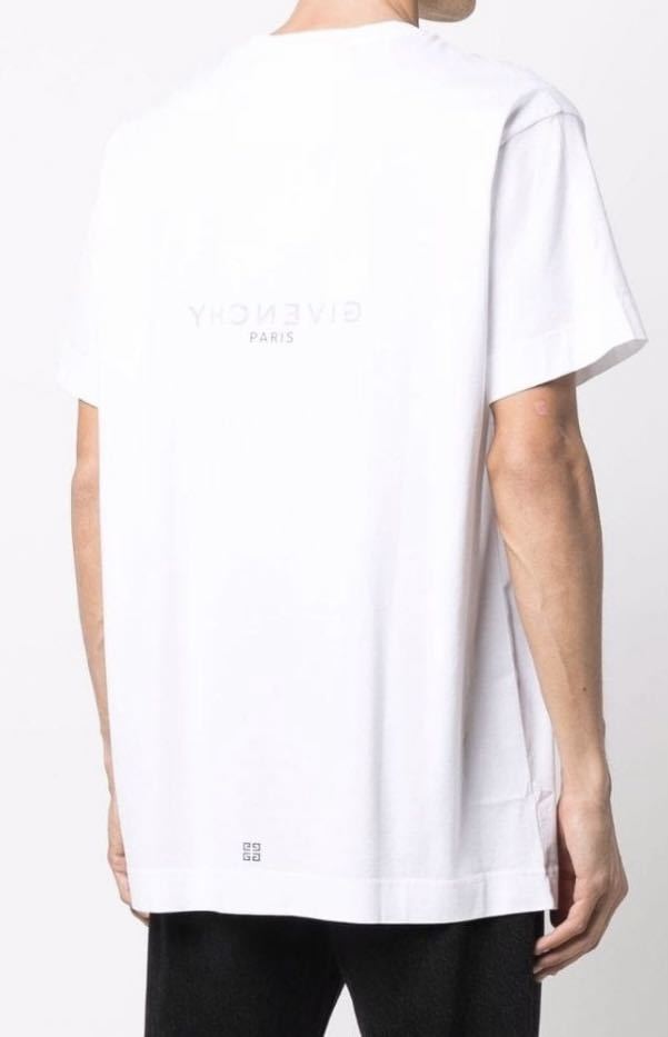 正規 22SS Givenchy ジバンシィ リバース ロゴ クルーネック Tシャツ 白 XS BM71533Y6B OVERSIZED FIT