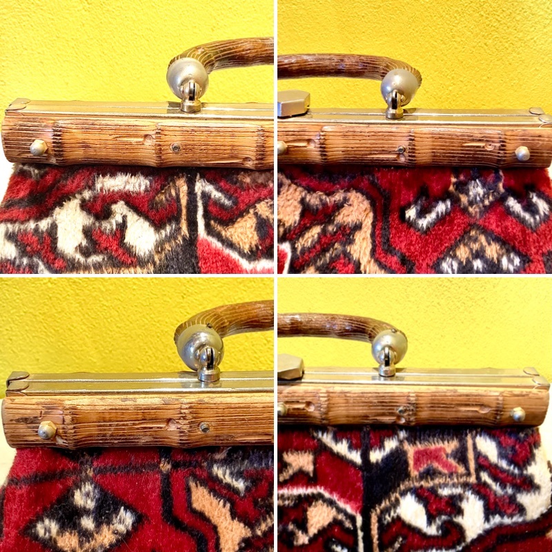 * bamboo / держать рука / сумка / ручная сумочка / шерсть материалы / Vintage /vintage
