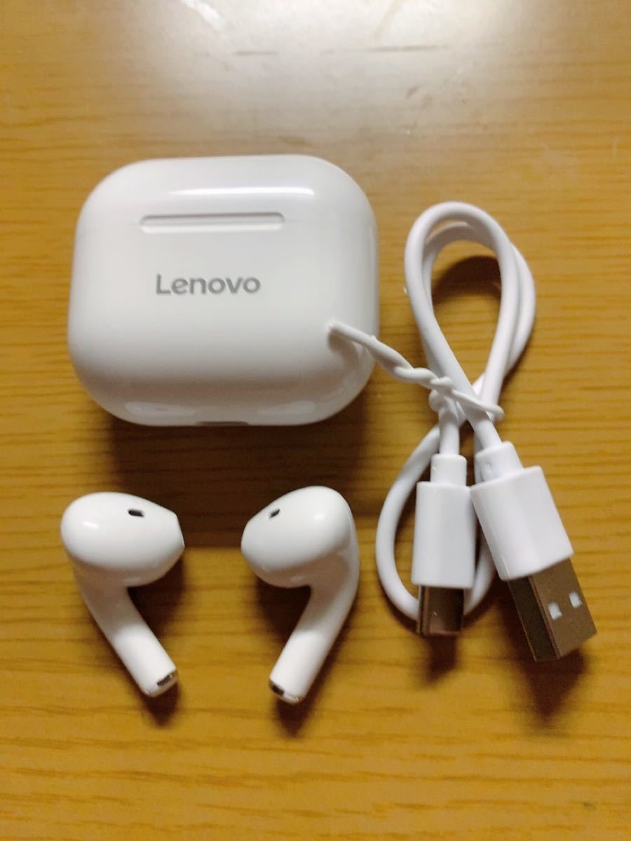 ワイヤレスイヤホン Bluetoothイヤホン Lenovo LP40 ホワイト 完全ワイヤレスイヤホン 高音質 ホワイト 新品