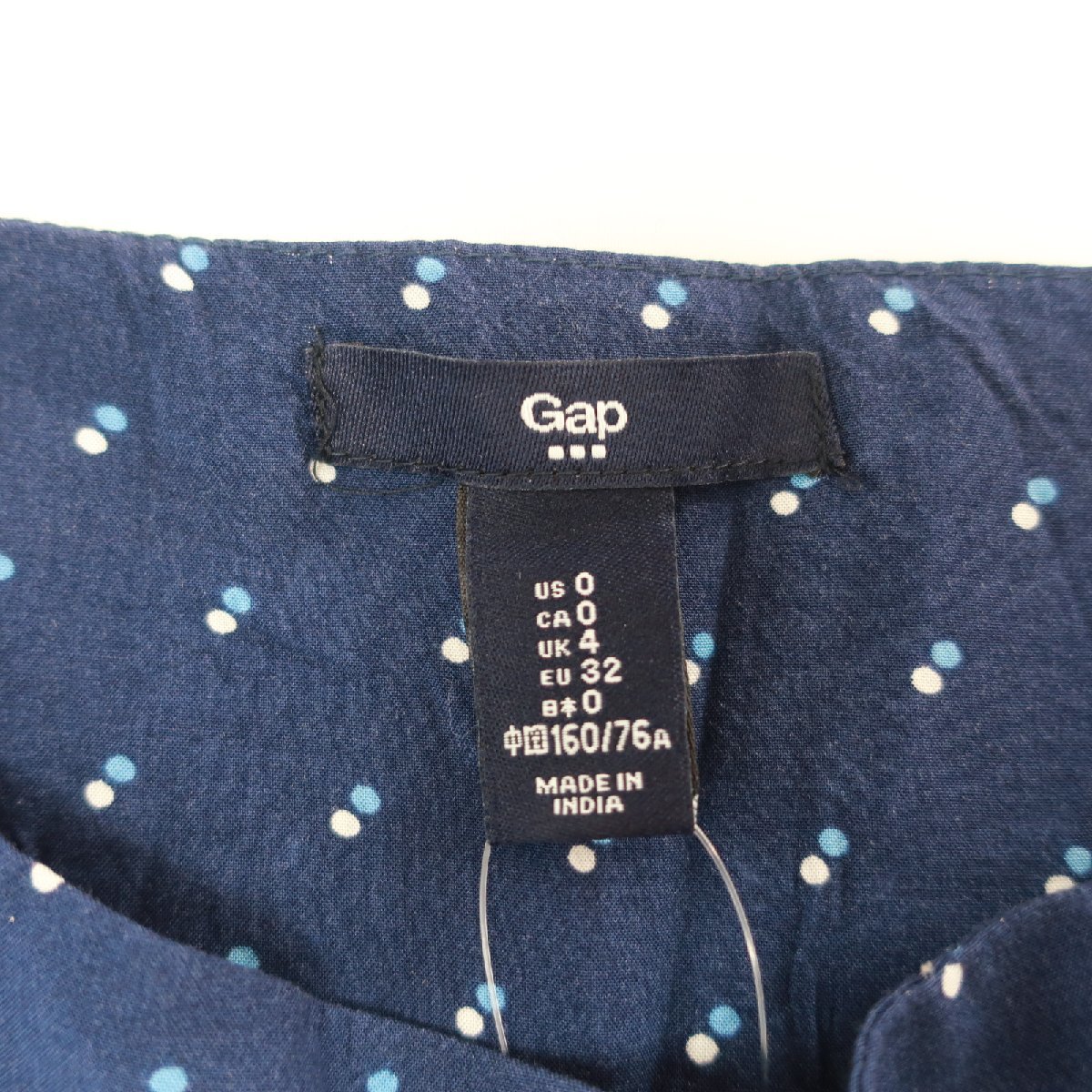 GAP ギャップ レーヨン 100％ ドット 水玉 総柄 切替し ギャザー フレア ミニ スカート 0 ネイビー 紺 レディース KC1906-143_画像5