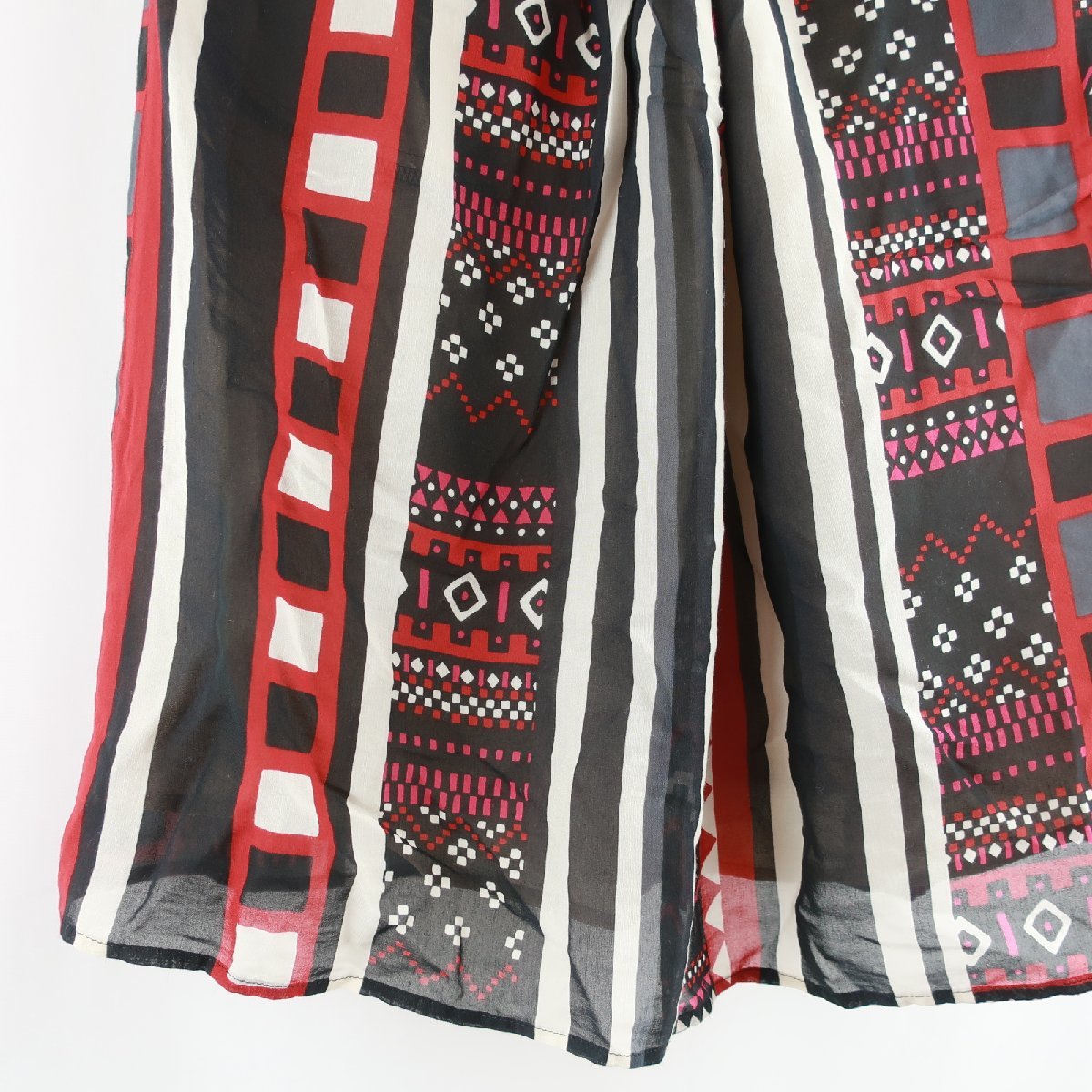 MACPHEE マカフィー トゥモローランド キュプラ 総柄 リボン フレア スカート 日本製 36 レッド ブラック 赤 黒 レディース KB1709-235_画像2