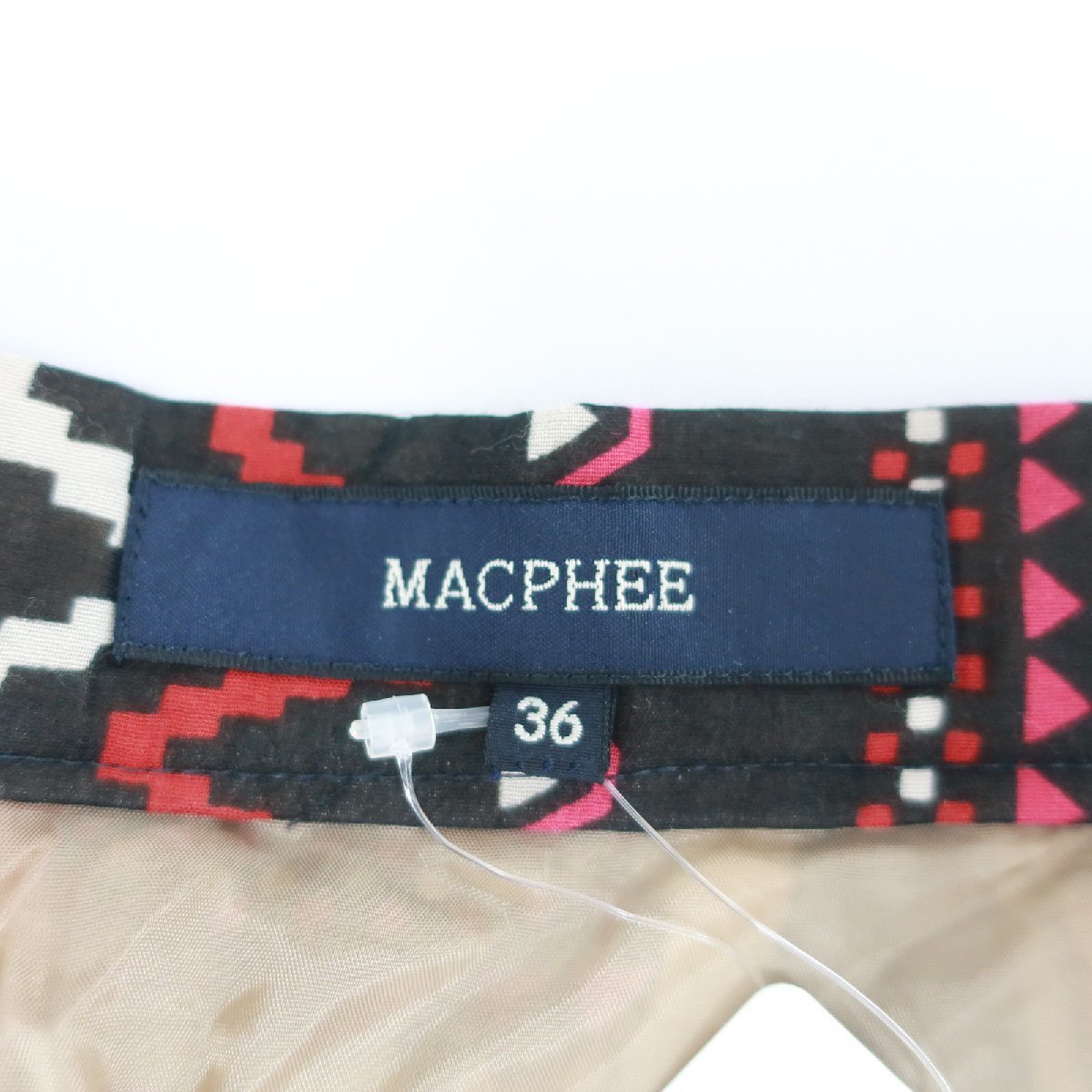 MACPHEE マカフィー トゥモローランド キュプラ 総柄 リボン フレア スカート 日本製 36 レッド ブラック 赤 黒 レディース KB1709-235_画像5