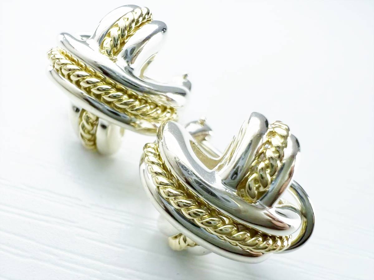 美品 TIFFANY&Co ティファニー シグネチャークロス コンビ 925 K18 750