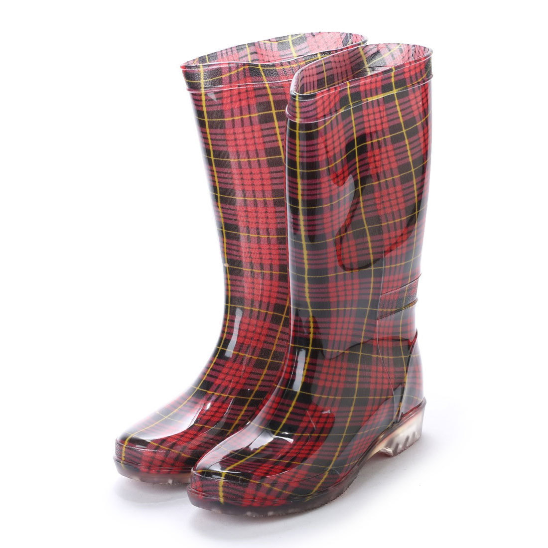 15032 outlet lady's rain boots L/23.5cm-24.0cm RED/CHK( red check ) rain long boots boots long height 15032