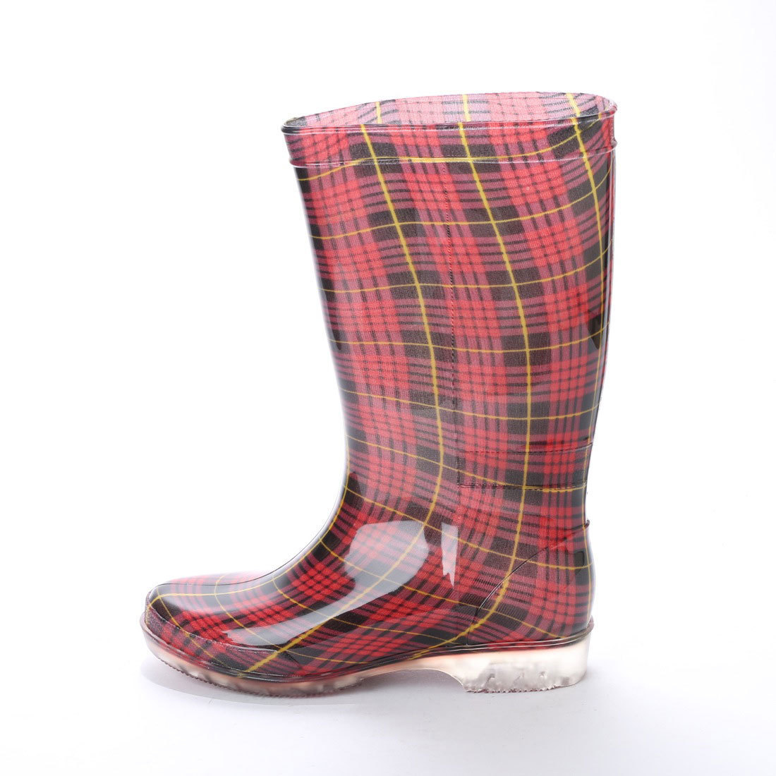 15032 outlet lady's rain boots L/23.5cm-24.0cm RED/CHK( red check ) rain long boots boots long height 15032