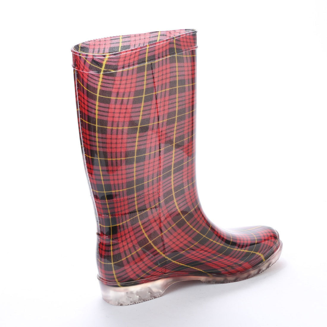 15032 outlet lady's rain boots L/23.5cm-24.0cm RED/CHK( red check ) rain long boots boots long height 15032