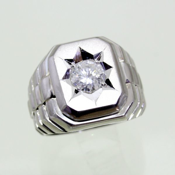 20-60代からのファッション通販 ◎中古美品◎プラチナ ダイヤ 1.017ct 印台 メンズリング 18号 ゴールド