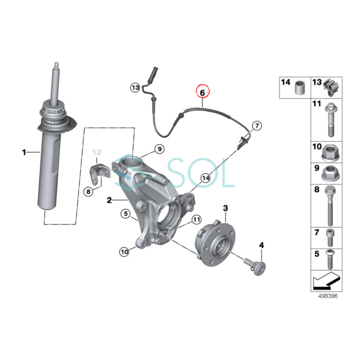 BMW F45 F46 F48 X1 F39 X2 フロント スピードセンサー 左右共通 218i 218d 218dX 220i 225iX 18i 18d 18dX 20i 20iX 25iX 34526850765_画像3