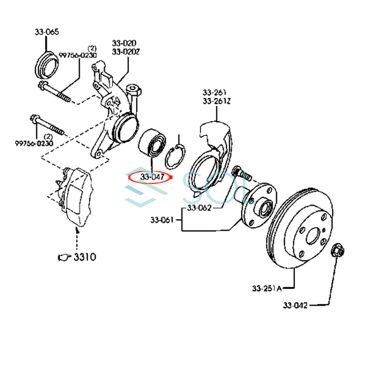  Mazda Eunos Presso (EC5S EC8S) Lantis (CBA8P CBAEP ECPSA) передний ступица подшипник левый правый общий B455-33-047D отгрузка конечный срок 18 час 