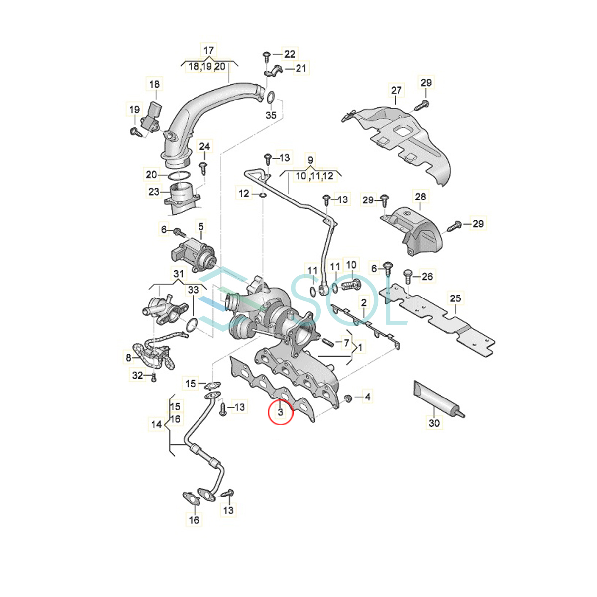 VW ゴルフ5(1K1 1K5) ポロ(9N_ 9A_) トゥーラン(1T1 1T2) エキゾーストマニホールド エキマニ ガスケット 03C253039D 03C253039A_画像2