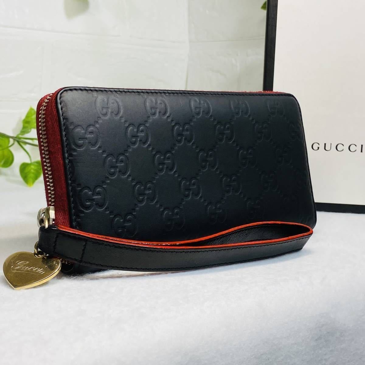 極美品》GUCCI グッチシマ レザー ロングストラップ ラウンド