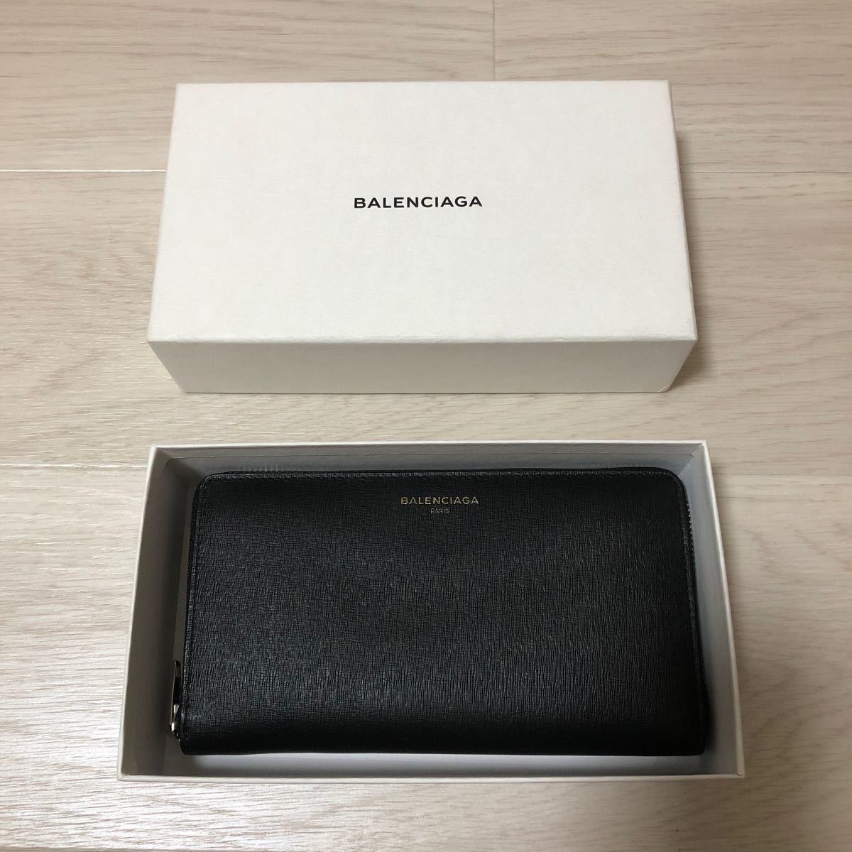 BALENCIAGA 極美品 黒 長財布 エッセンシャル レザー バレンシアガ