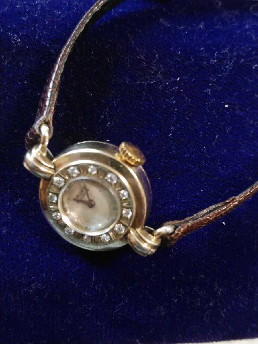 GRUEN Gruen Precision diamond bezel 12P lady's hand winding wristwatch Vintage 