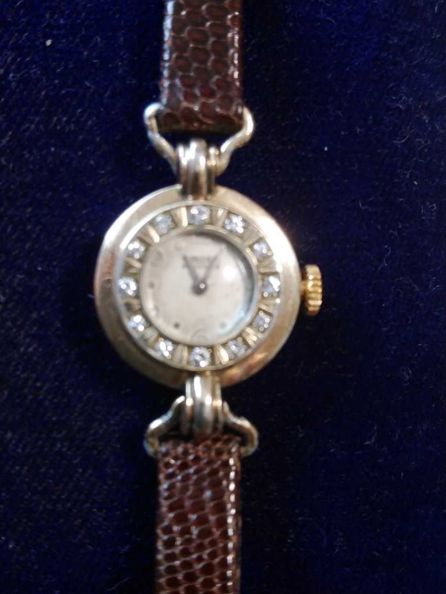 GRUEN Gruen Precision diamond bezel 12P lady's hand winding wristwatch Vintage 