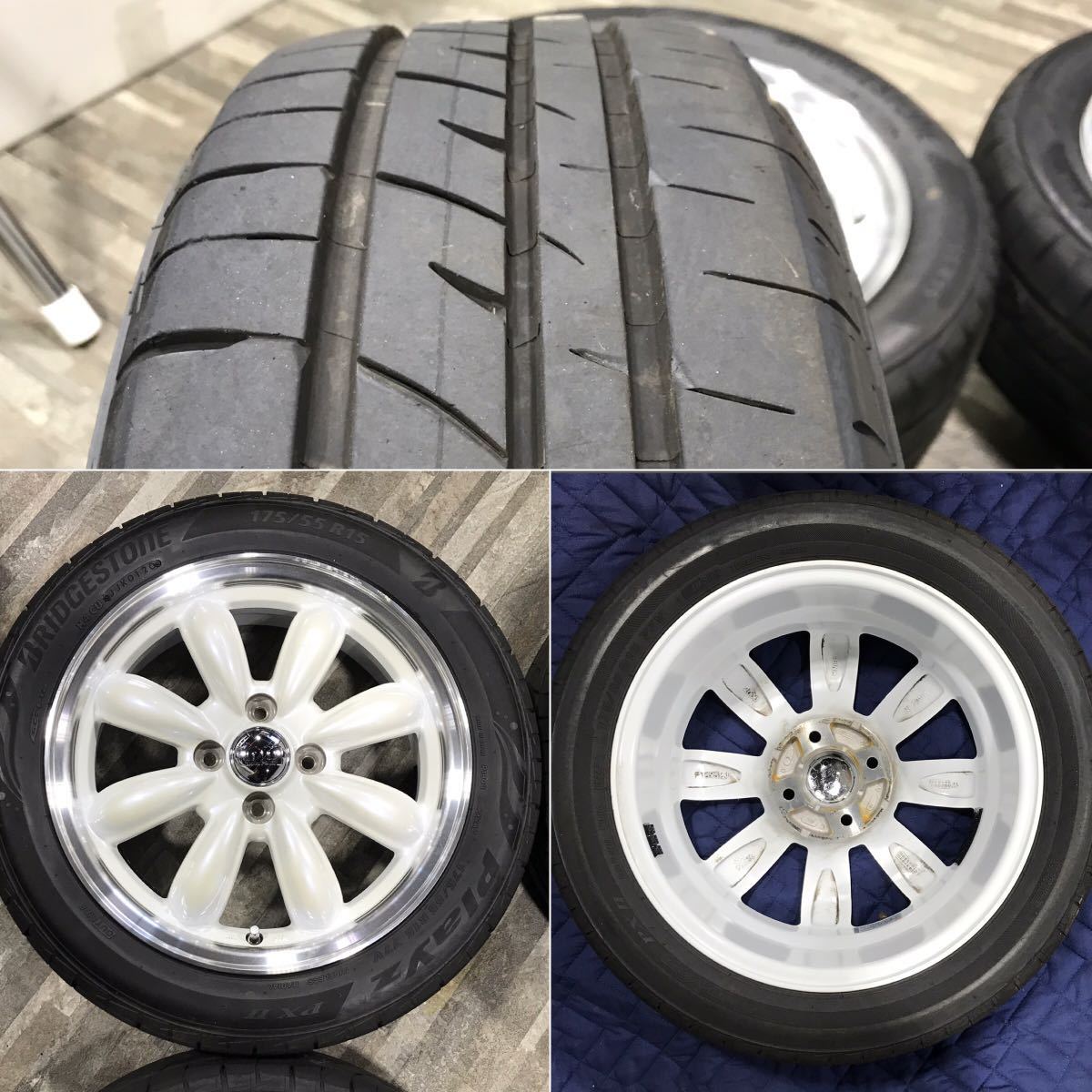 美品中古 LaLaPalm CUP ララパーム カップ 15インチ　5.5J+45 4H PCD100 ブリジストン 175/55R15 バリ山 ブーン タンク ルーミー パッソ_画像4