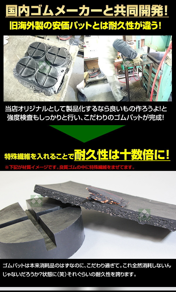 c-1円 超高耐久 特殊繊維入り ゴムパット 大型 溝有 NOS ARCAN アルカン ガレージジャッキ アルミジャッキ 2トン 3トン3.25トン ゴムパッド_画像4