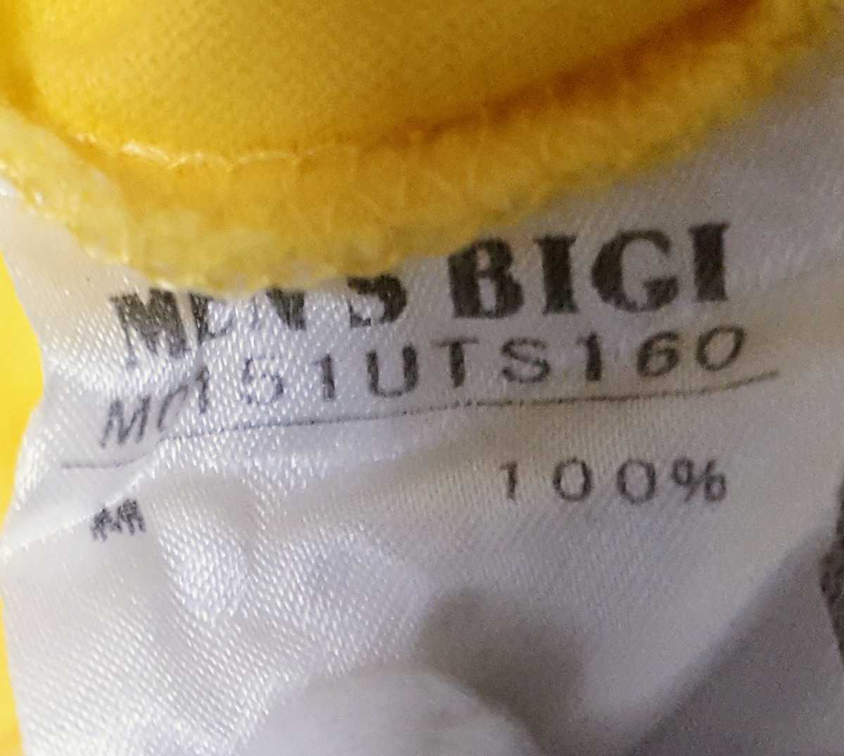 Men's Bigi メンズビギ Tシャツ 半袖 英語刺繍 メッセージ文字 コットン サイズM イエロー系 _画像5