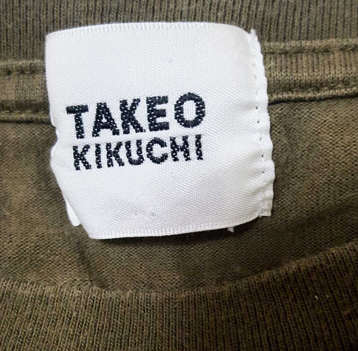 TAKEO KIKUCHI タケオキクチ Tシャツ ビッグ犬花プリント 半袖 コットン シャツ ブラウン系 サイズ3(M) 日本製!_画像5