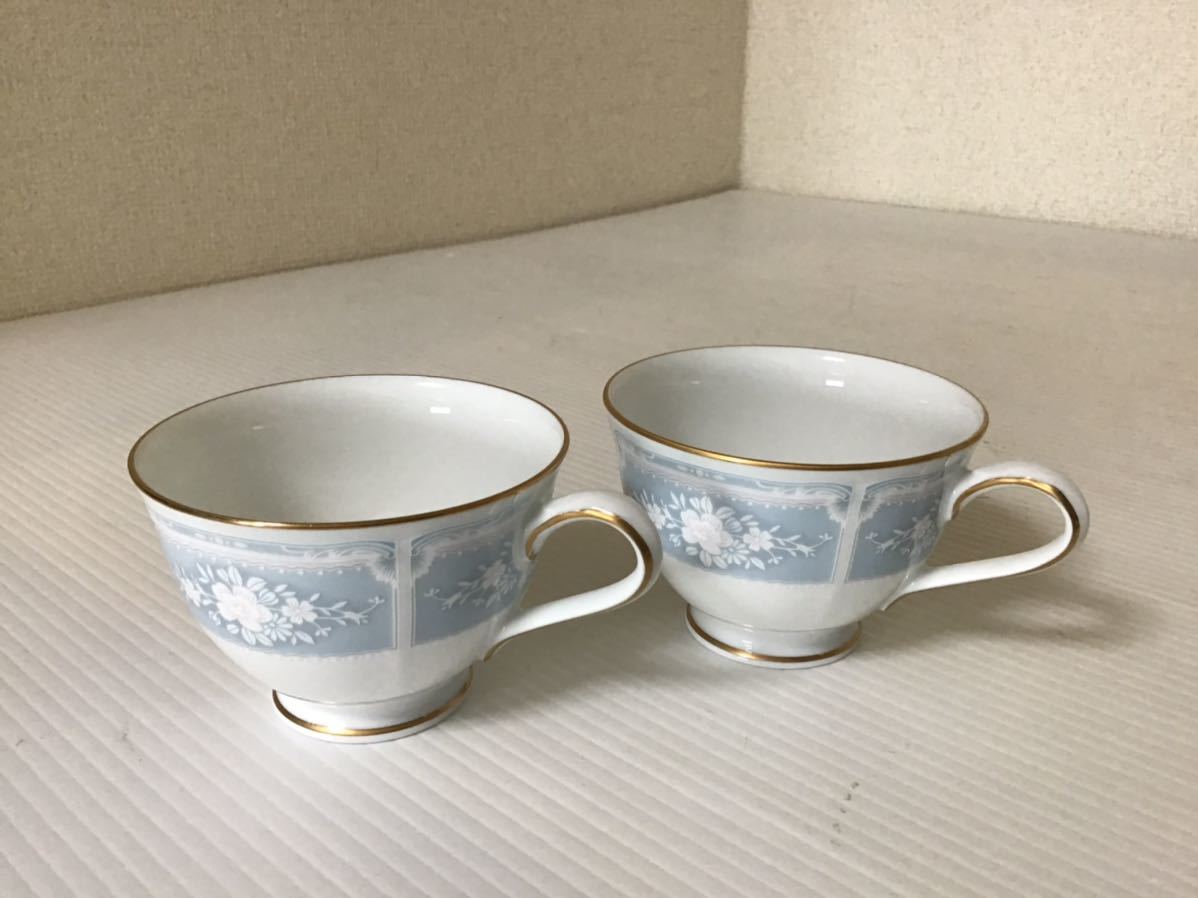 Noritake／ノリタケ レースウッドゴールド　カップ&ソーサー　ペア　ティーカップ　美品　コーヒー　紅茶　ブルー　食器
