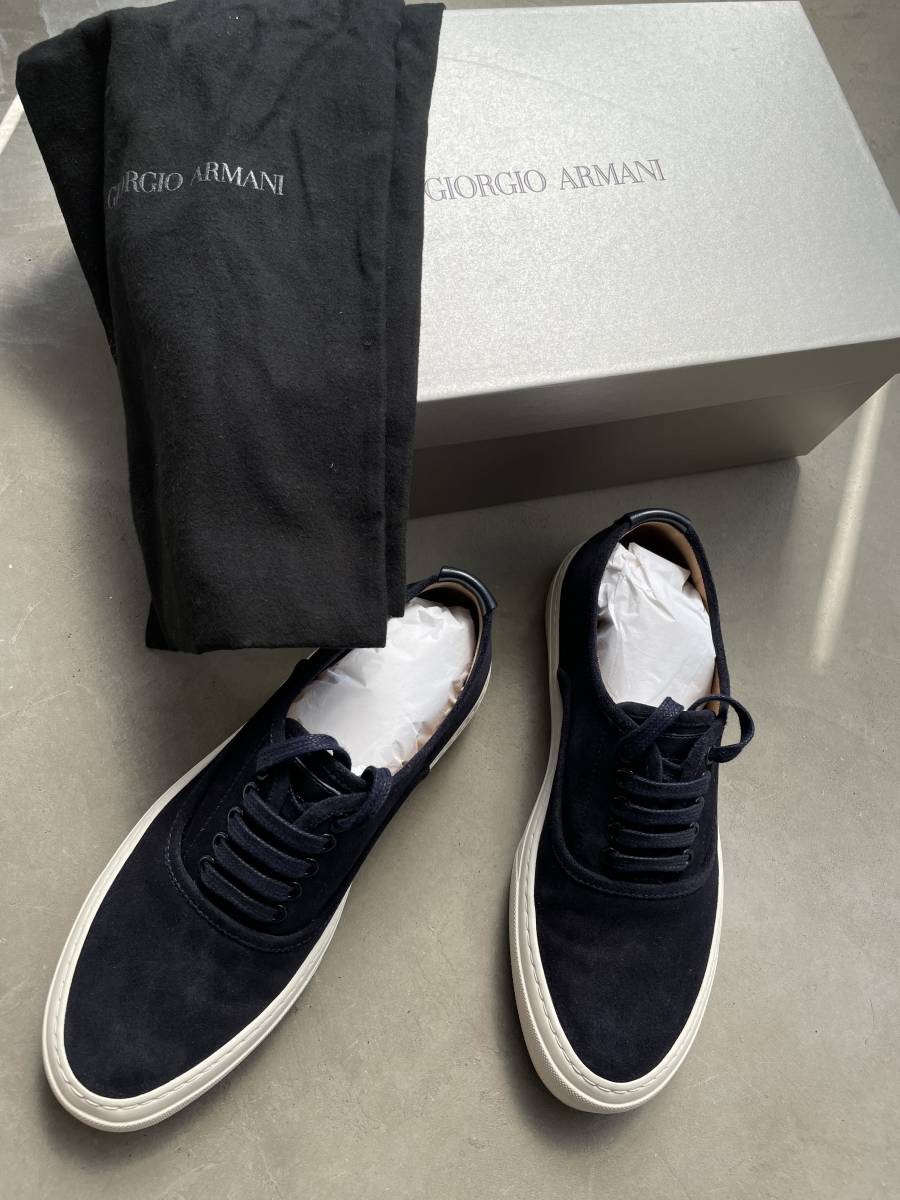  new goods unused .9.2 ten thousand *GIORGIO ARMANI/joru geo Armani leather sneakers 7 navy blue navy | 26cm Town casual Italy made now summer .