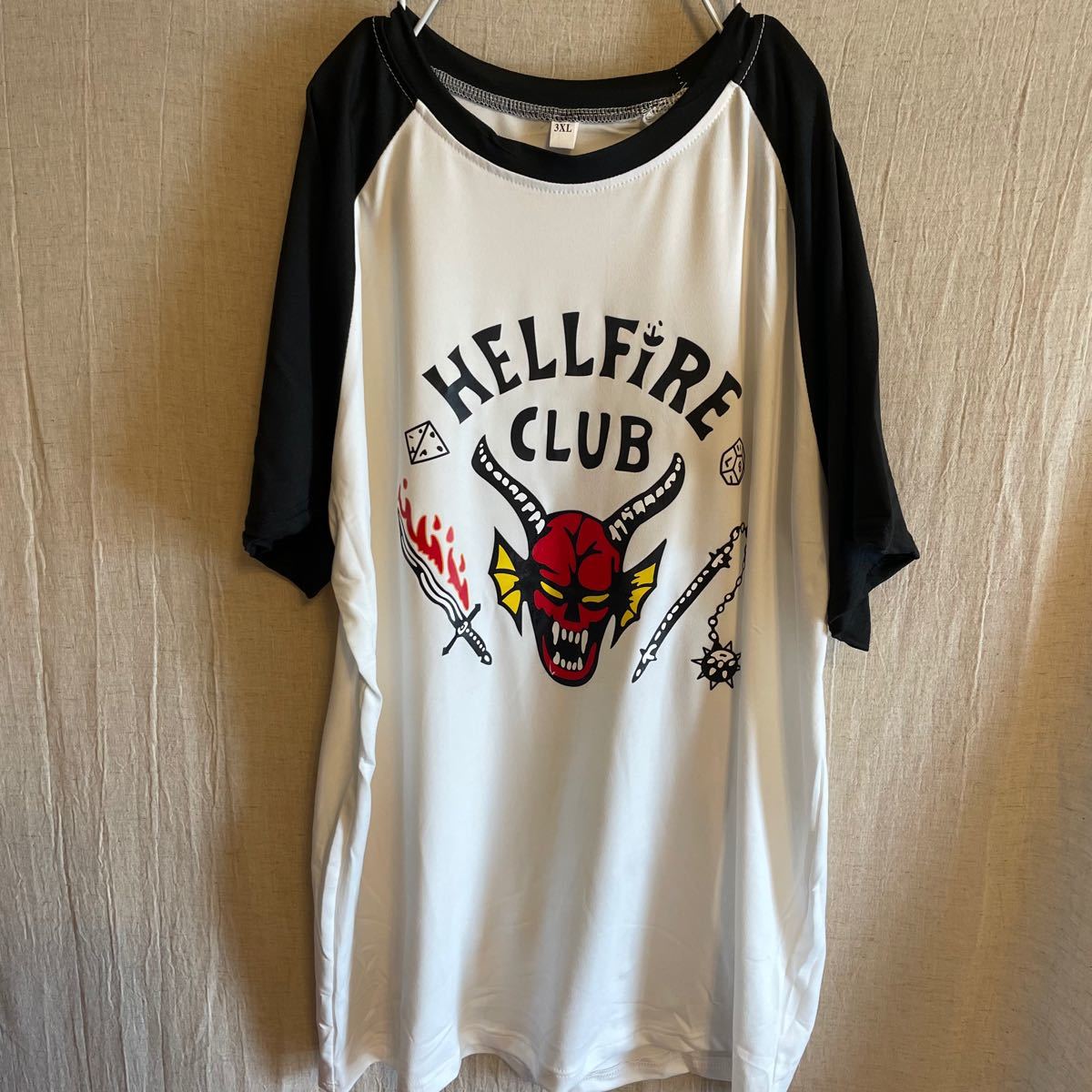ストレンジャーシングス HELLFIRE CLUB ヘルファイアクラブ XLサイズ相当 ストレッチ生地