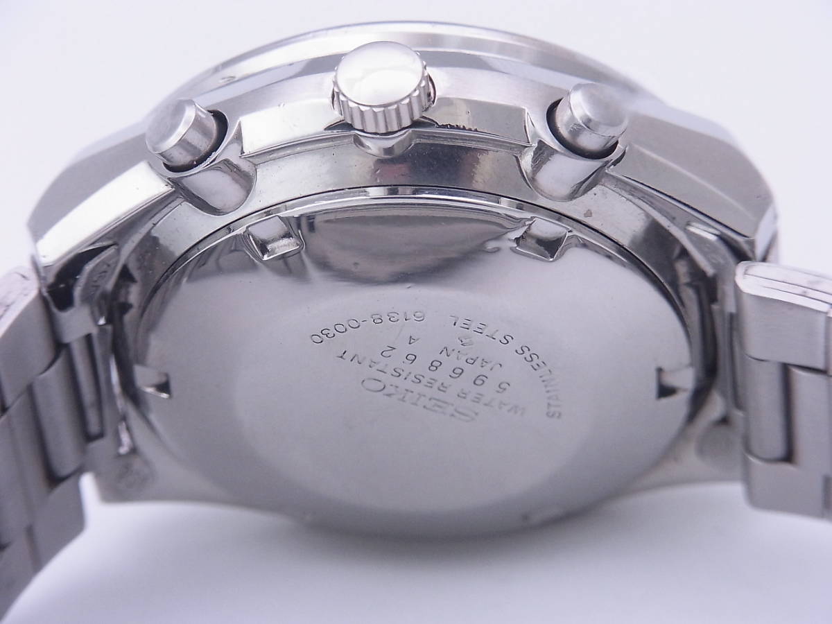 ○セイコー SEIKO 5 SPORTS 6138-0030 ダブルクロノ 角目 青文字盤