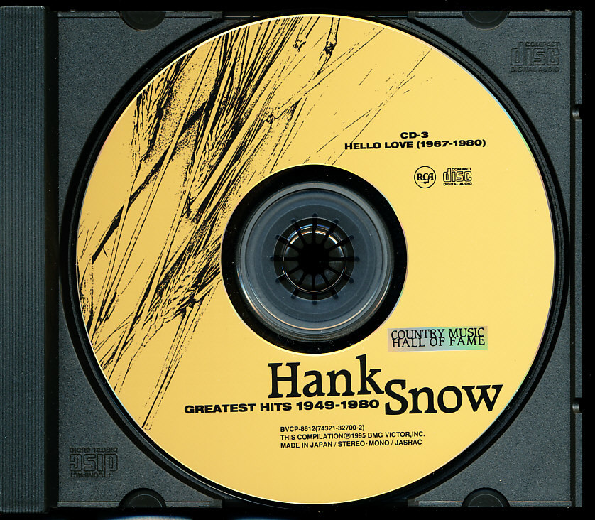 盤面良好 3CD 国内盤 ハンク・スノウ/Hank Snow - グレイト・ヒッツ 1949~1980　a4B00005EI2C_トレイは撮影用です。