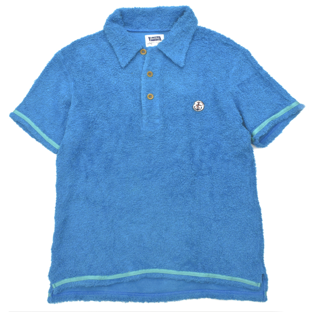 PHERROW'S フェローズ 日本製 BAKA-PILE バカパイル サーフ ポロシャツ 半袖 毛長 パイル素材 ブルー size.L(40)_画像1