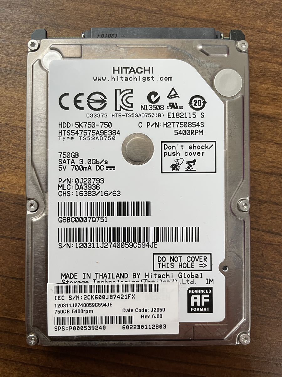 HITACHI HDD TS5SAD750 2.5インチ SATA　750GB_画像1