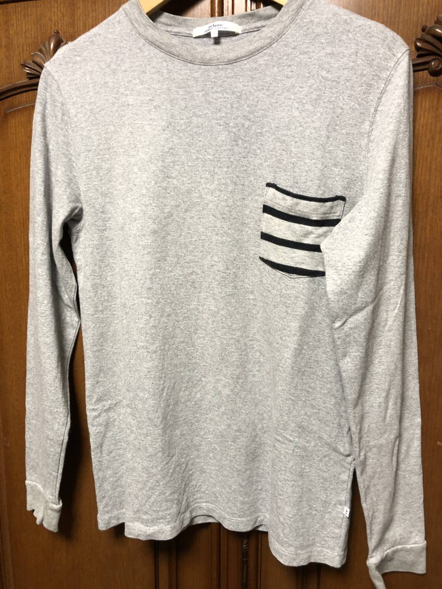 ジャーナルスタンダード レリューム グレー長袖Tシャツ 胸ポケット USA製生地 日本製 綿100%_JOURNAL STANDARD relume_画像1