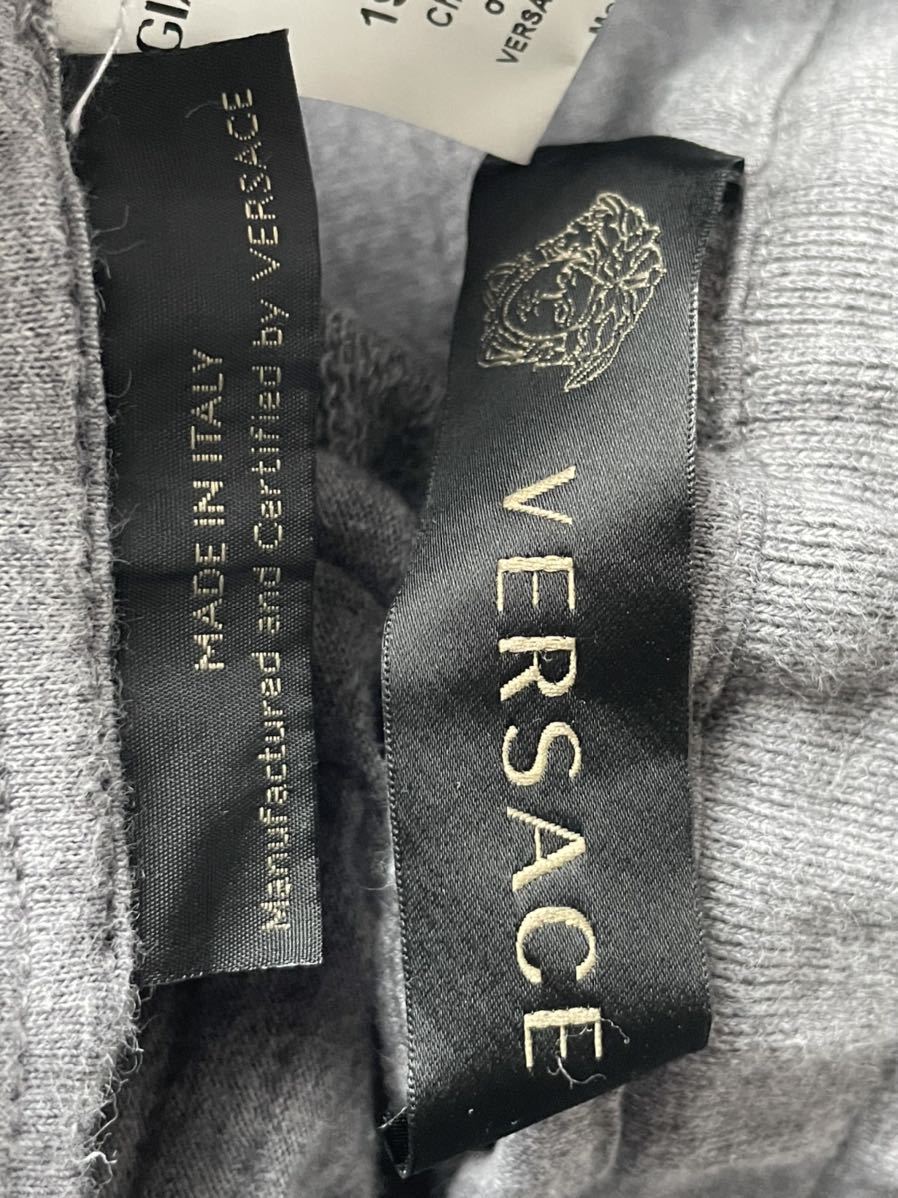 VERSACE ヴェルサーチ ロゴ プリント コットン スウェットパンツ グレー × ホワイト 総柄 メンズM カジュアルパンツ イタリア製 正規品_画像8