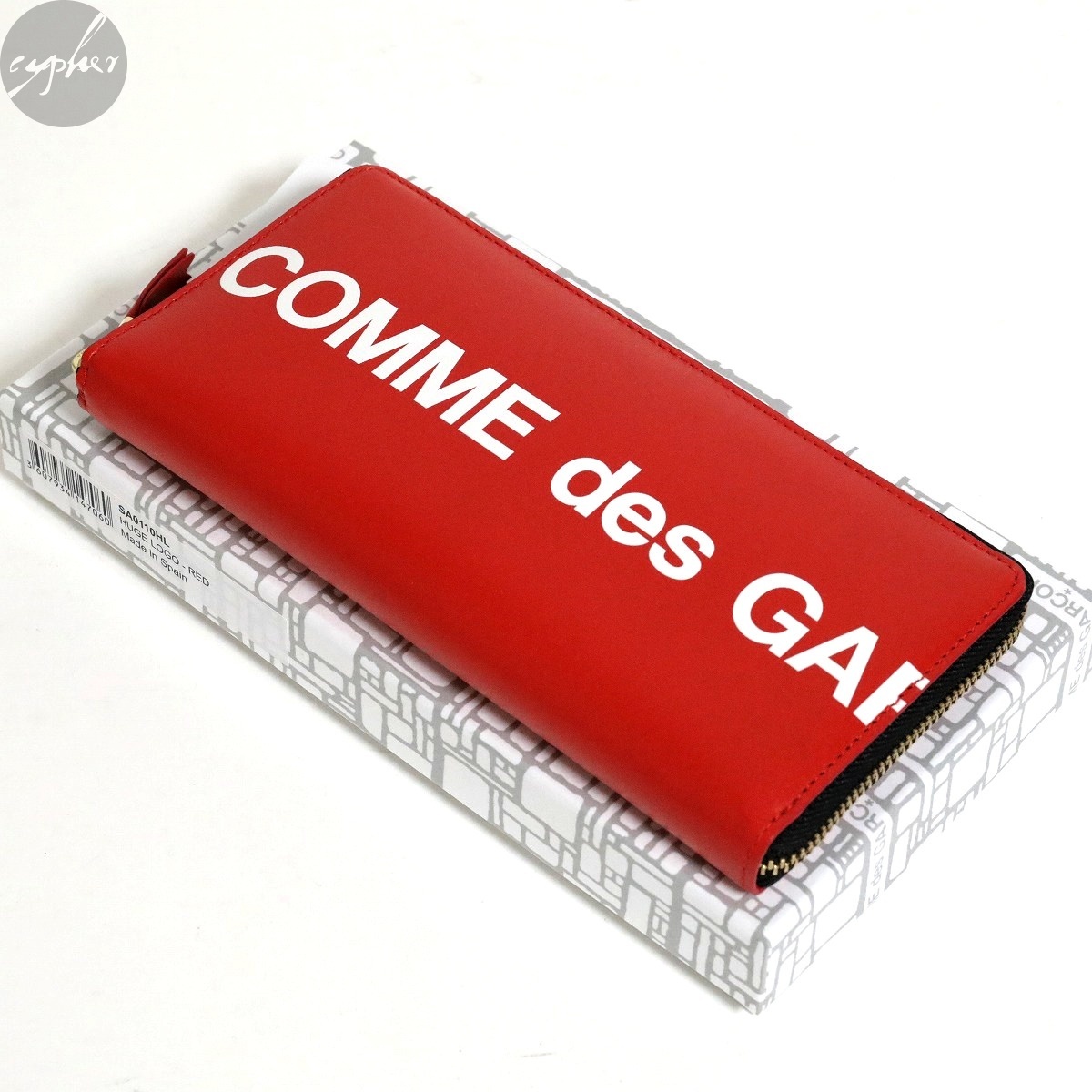 新品 スペイン製 COMME des GARCONS Wallet SA0110HL HUGE LOGO レッド