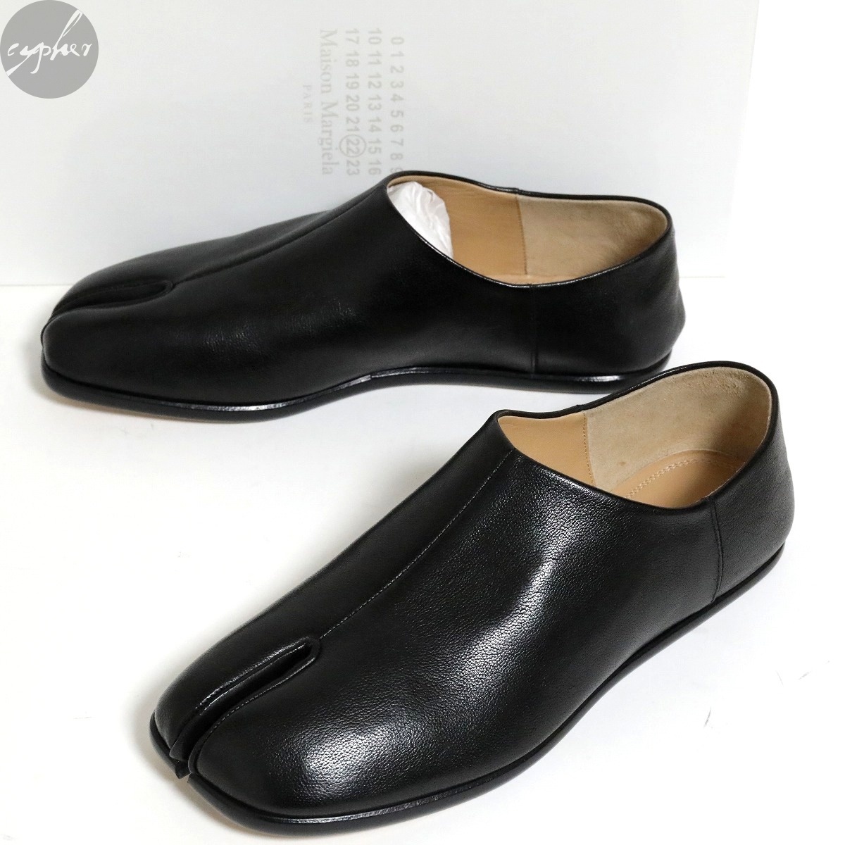 40 25cm 新品 22AW Maison Margiela タビ レザー スリッポン ブラック