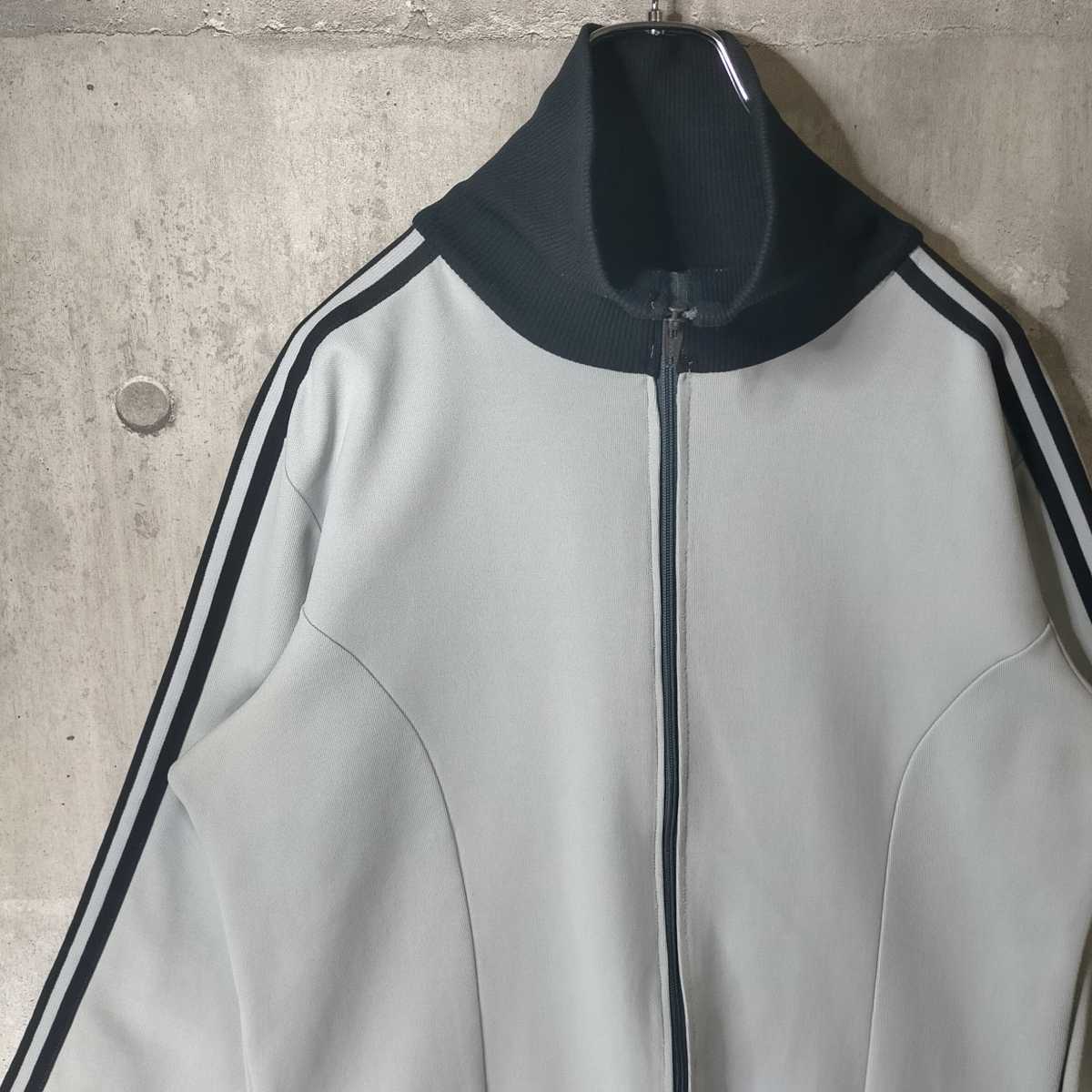 激レア adidas アディダス アイボリー系 黒 グレー Ivory Black Gray ブラック ヴィンテージ ビンテージ ジャージ 古着  トラックジャケット