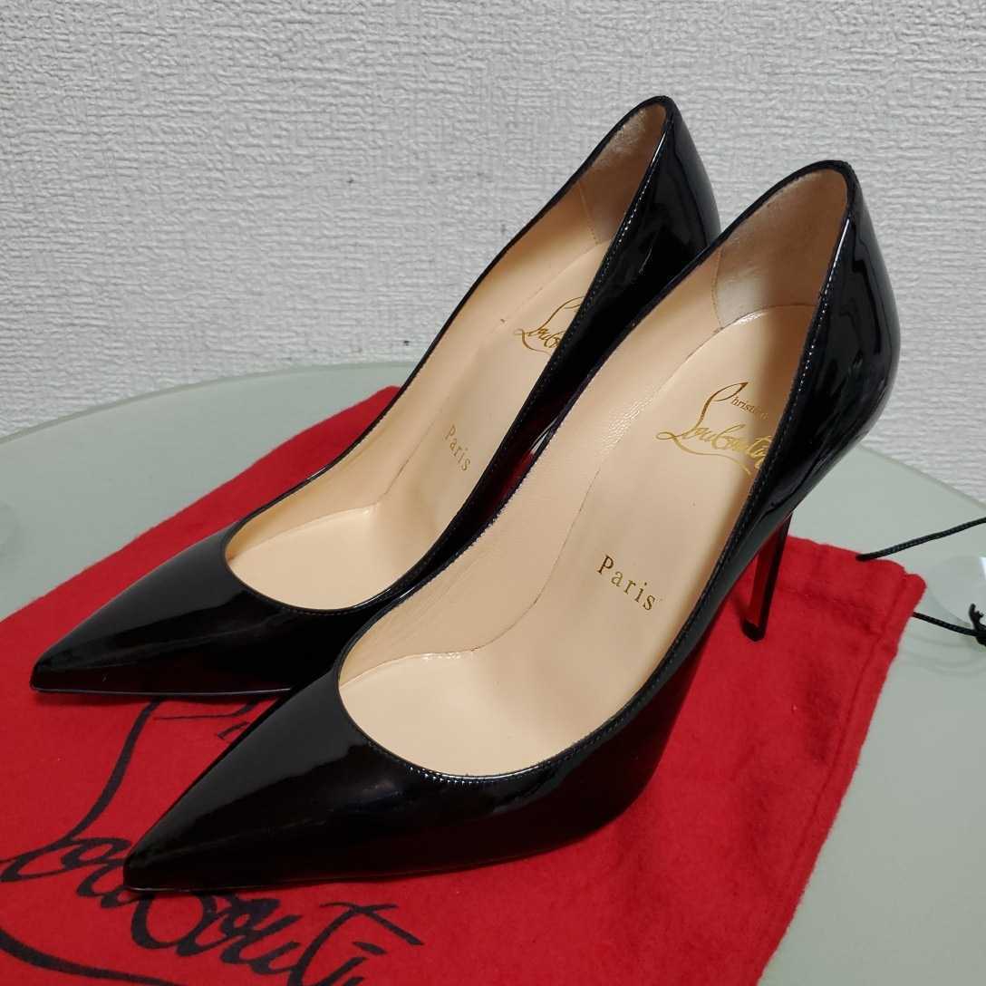 Christian Louboutin クリスチャンルブタン レザー ヒール パンプス パテント 35 約22㎝ ブラック エナメル 高級 新品 未使用 自宅保管品_画像1