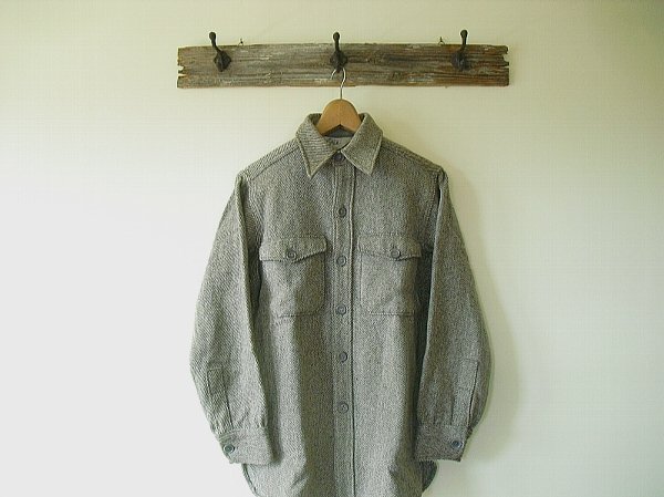 Woolrich Wool Shirt（1970年代）　ウールリッチ　ウールシャツ　Made in U.S.A.　グレー　＠S　ヘリンボーン　ヴィンテージ　美USED_画像3