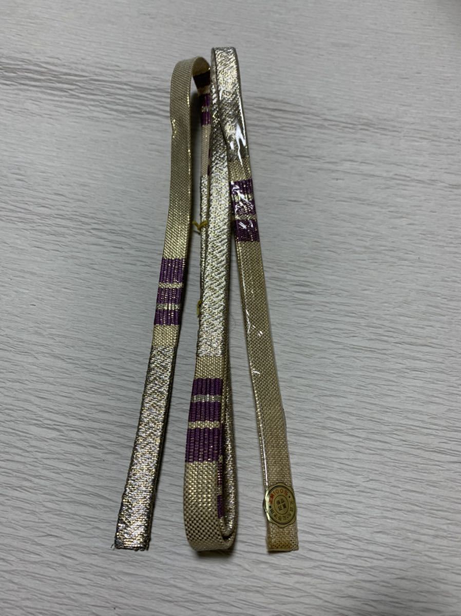 帯締め 正絹平組 佐賀錦 金糸と紫の横縞の錦織柄 c61｜PayPayフリマ