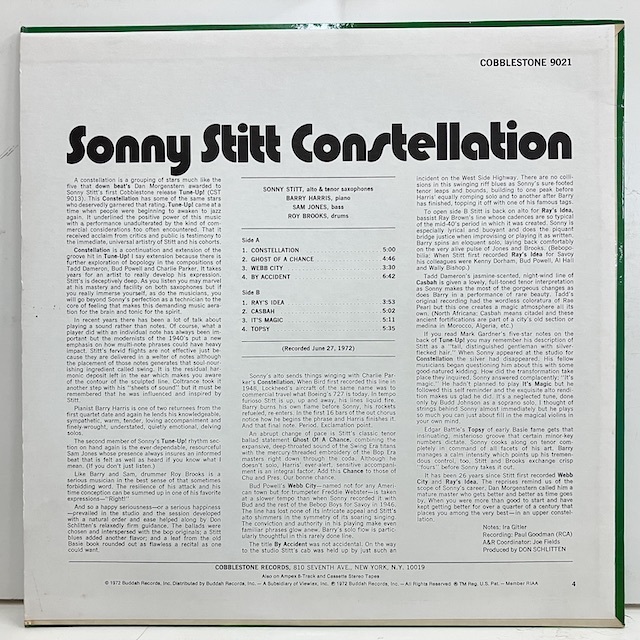 ●即決LP Sonny Stitt / Constellation j33985 米オリジナル Bellspound刻印、片ARG片PR刻印 Barry Harris _画像4