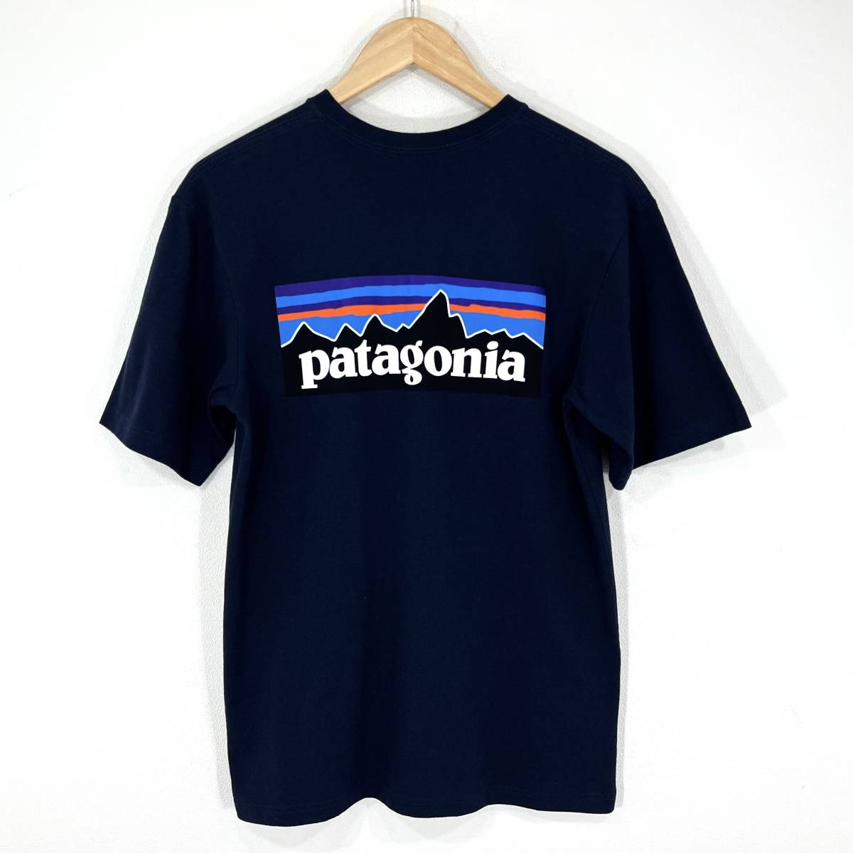 patagonia Tシャツ XS ネイビー パタゴニア アウトドア ロゴT バックロゴ