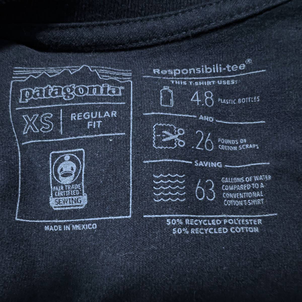 patagonia Tシャツ XS ネイビー パタゴニア アウトドア ロゴT バックロゴ