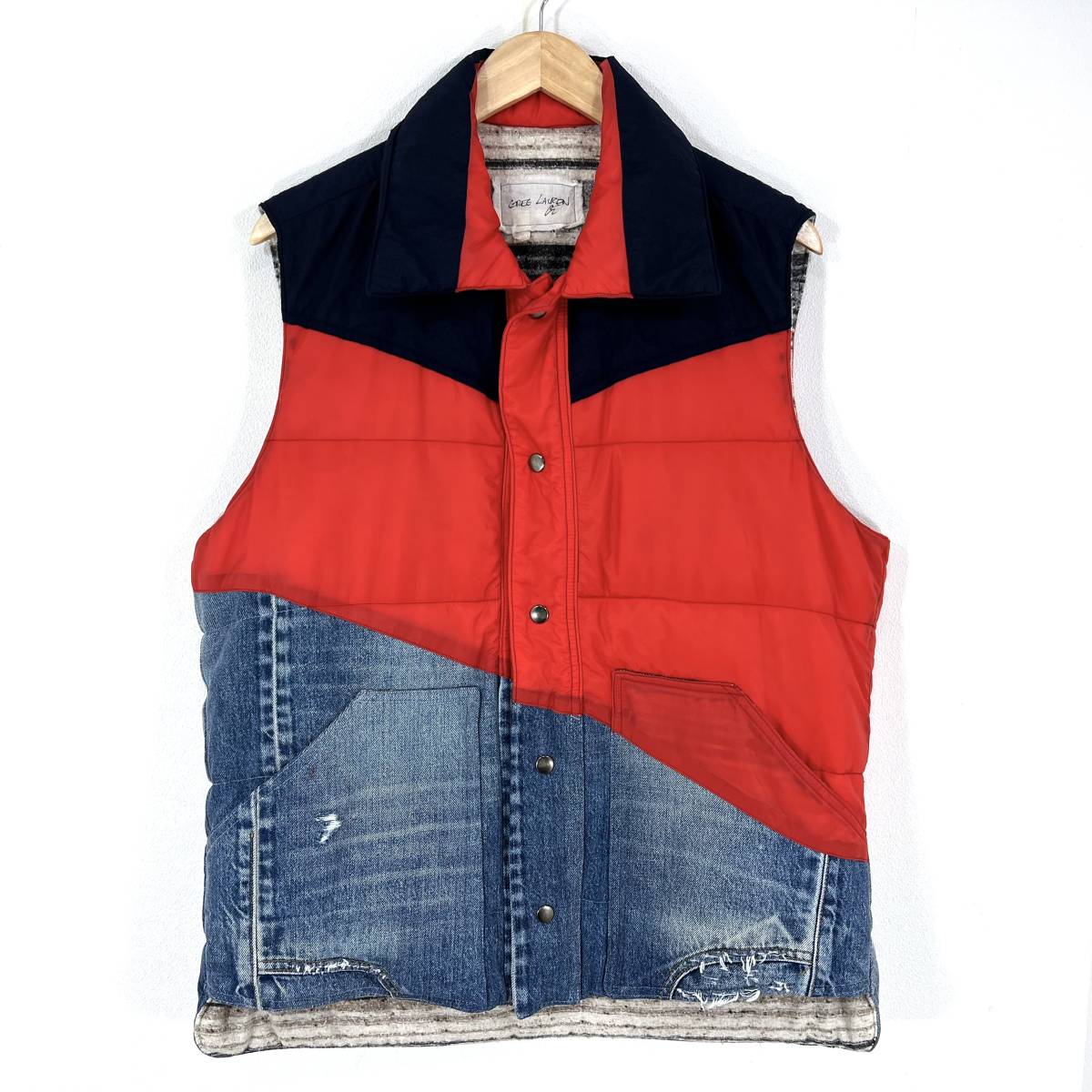 Greg Lauren 50/50 Denim Puffy Vest サイズ3 グレッグローレン デニム
