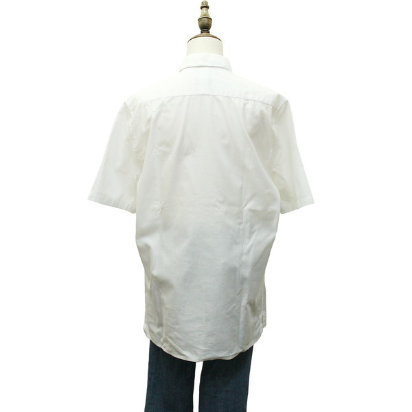 h-g775 エルメス Yシャツ 39 Mサイズ 綿 コットン レザー 羊革 半袖 