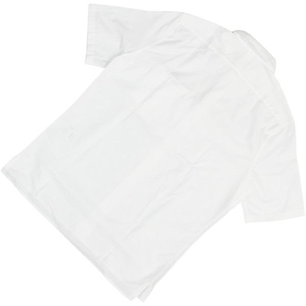 h-g775 新品 エルメス Yシャツ 39 Mサイズ 綿 コットン レザー 羊革 半袖シャツ 男性 メンズ 紳士服 シンプル オフィスカジュアル ホワイト_画像2