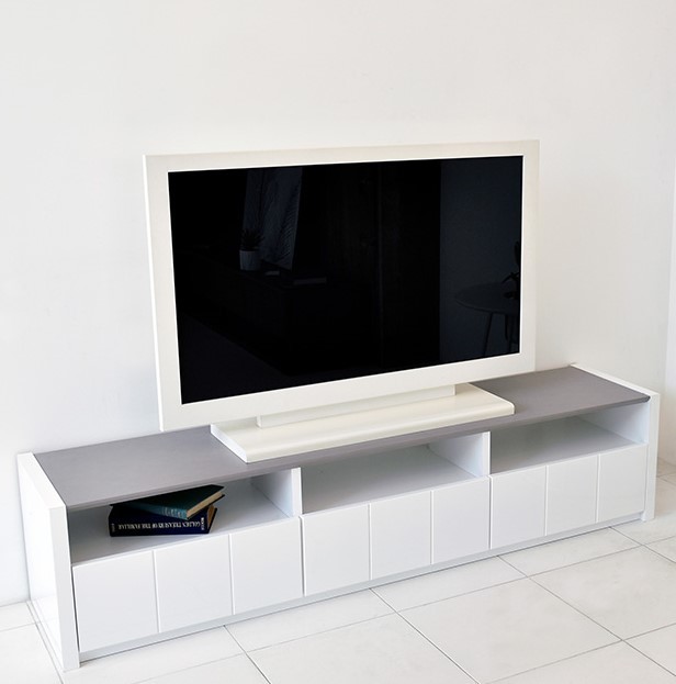 テレビ台 175cm 75インチ対応 完成品 日本製 国産 ホワイト&グレー 白