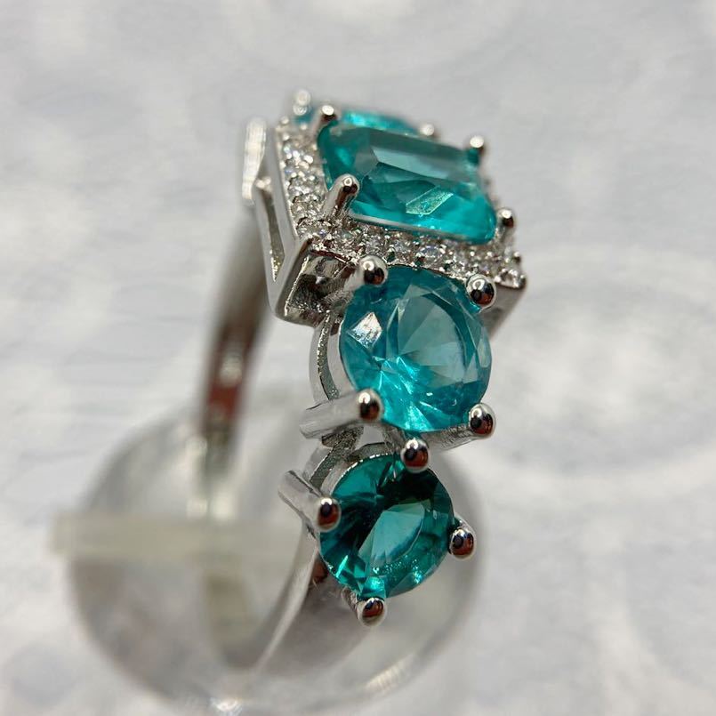 18 number 19 number * Ricci blue aquamarine . Cubic Zirconia. elegant ring * lady's ring silver 925 stamp color stone Y-RSHOP