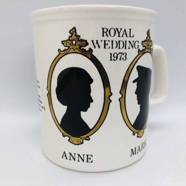 国内発送 1973年 アン王女＆マーク　ロイヤルファミリー 結婚記念マグカップ 英国ロイヤル ビンテージ D7_画像2
