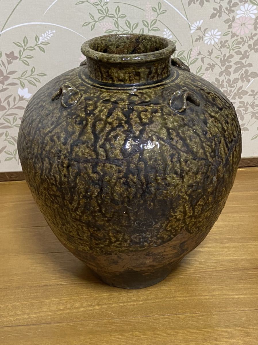格安販売の 伊賀焼 大内窯 耳付花生 花瓶 花器 壺 インテリア 骨董品