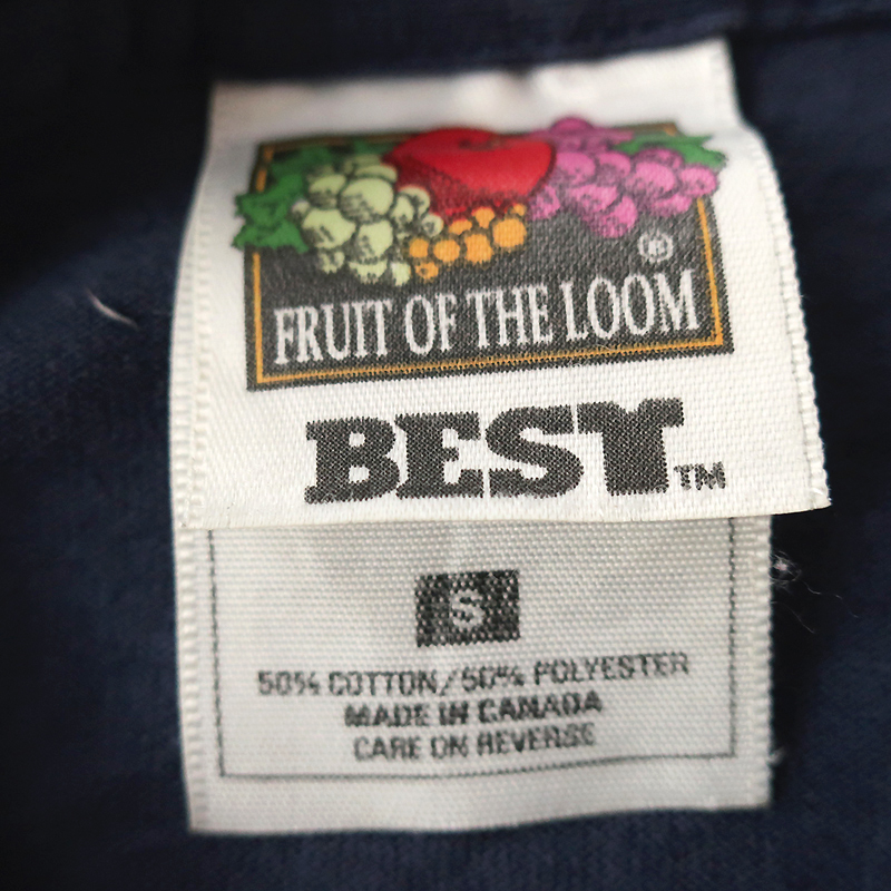 カナダ製ビンテージ◎FRUIT OF THE LOOM シングルステッチTシャツ/ストレッチ 紺(S)の画像4