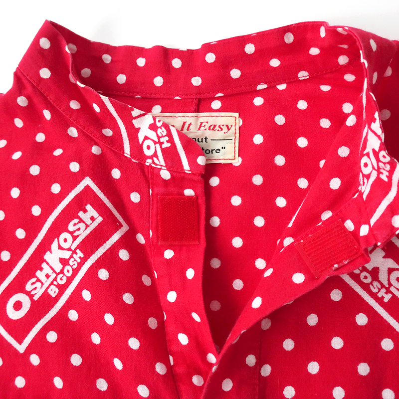 USA made 70s Vintage OSHKOSH pull over band color shirt /2 pocket red M