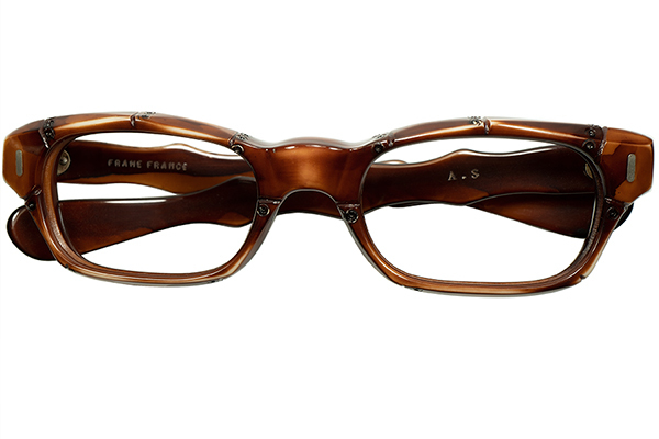 Mid Century期フレンチを代表するユーモラス溢れるDESIGN 1960sフランス製 デッド FRAME FRANCE バンブー ウェリントン 眼鏡 size46/22